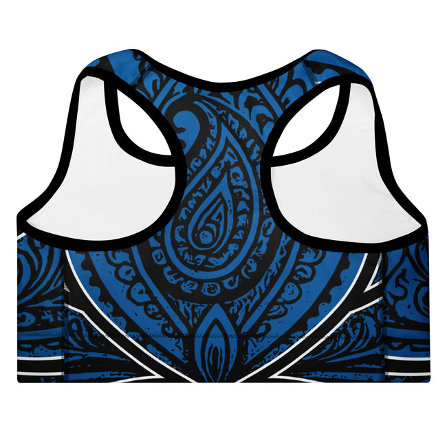 Blue Paisley Lotus Padded Sports Bra Main Image