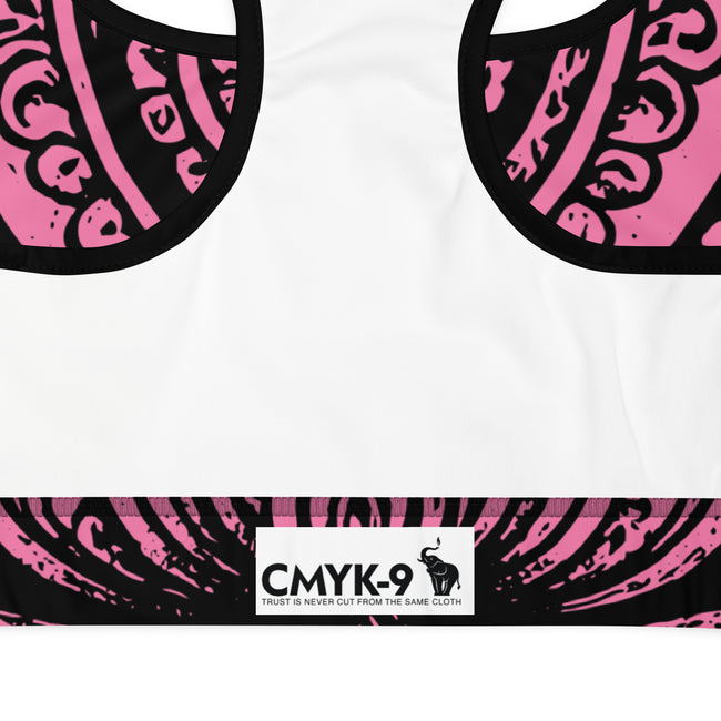 Pink Paisley Lotus Padded Sports Bra Main Image