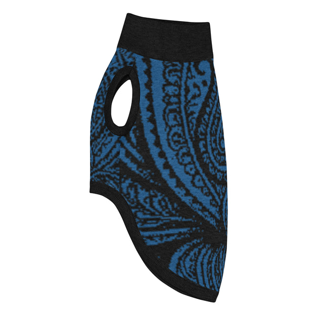 Blue Paisley Lotus Knitted Pet Sweater Main Image