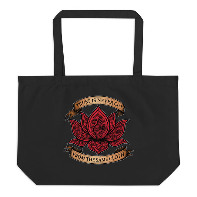 Red Paisley Lotus Large Organic Tote Bag Main Image